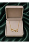 Green Stone Snake Design Steel Necklace (Gold Color) - 4