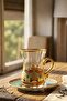 Rumi Turquoise 12-Piece Glass Tea Set with Handles for 6 People - 3