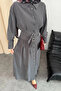 Valeno Model Coupra Model Fabric Belt Detailed Dress - 6