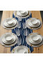American Service, New Season 6-Piece Stone Color Supla and Runner Cover Set with Wavy Lines - 2