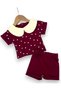 Baby Girl Heart Printed Baby Collar 6-9-12-18-24 Months Stylish Holiday Outfit with Shorts - 2