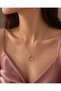 Floral Charm Stone-Encrusted Steel Necklace (Gold Color) - 3