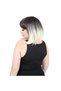 Short Straight Fiber Sen Wig / Ashy Black / Platinum Ombre - 2