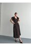 Women's Polka Dot Midi Dress V-Neck Elastic Waist Stylish Casual Summer Dress - 3