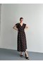 Women's Polka Dot Midi Dress V-Neck Elastic Waist Stylish Casual Summer Dress