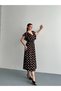 Women's Polka Dot Midi Dress V-Neck Elastic Waist Stylish Casual Summer Dress - 2