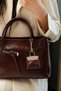 Brown Elegant Textured Women's Hand and Shoulder Bag with Metal Accessories Stylish Design Suitable for Daily Use - 7