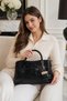 Black Patent Leather Elegant Textured Women's Hand and Shoulder Bag with Metal Accessories Stylish Design Suitable for Daily Use - 6