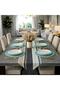 American Service, New Season 6 Piece Water Green Color Supla and Runner Cover Creative Lines Tk