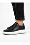 Men's Genuine Leather Black Orthopedic Thick Soled Casual Sneaker Shoes