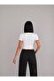 Women's White Color Printed Basic Slim Fit T-Shirt - 3