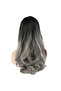 Long Fiber Sen Wig with Bangs / Black Gray Ombre - 4