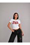 Women's White Color Printed Basic Slim Fit T-Shirt - 2