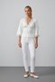 Quit Slim Fit Bele Oturan V-Neck Lace Detailed Flounce Sleeve Women's Blouse & Top & Tshirt - Ecru - 7