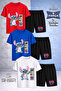 Children's Stch Yanda 3 Square Printed Crew Neck 3-Piece T-Shirt - Shorts Set