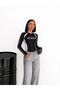 Women's Contrast Detailed Slim Fit Long Sleeve Crop Blouse - 2