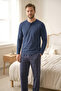 Men's 100% Cotton Ghost Pajama Set Long Sleeve Buttoned Collar Combed Cotton Top with Plaid Pants Home Wear Set - 3