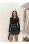 Women's 2-Piece Advantageous (Black-Brown) Floral Patterned Long Sleeve Tulle - Transparent Stylish Flexible Night Blouse - 7