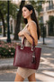 Burgundy Women's Snake and Crocodile Pattern Large Size Arm and Shoulder Bag with Side Straps and Handle Detail and Internal Compartments - 6