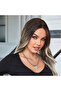 Dark Chestnut Ombre/ Auburn White Platinum Highlighted Tulle Wig - 2