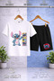 Children's Stch Yanda 3 Square Printed Crew Neck 3-Piece T-Shirt - Shorts Set - 2