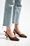 Women's Suede Troc Detailed Open-Back Thin Heel Shoes - 2