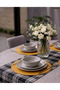 American Service, New Season 6-Piece Gold Color Supla and Runner Cover Black Plaid Set - 3