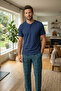 Men's 100% Cotton Ghost Pajama Set Short Sleeve Buttoned Collar T-Shirt with Plaid Pants Summer Home Wear Set - 3