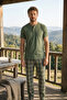Men's 100% Cotton Ghost Pajama Set Short Sleeve Buttoned Collar T-Shirt with Plaid Pants Summer Home Wear Set