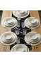 American Service, New Season 6-Piece Cream Color Supla and Runner Cover Black Marble Set - 2