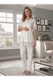 New Season Ecru Stylish Lace Detailed Summer Design Short Sleeve Buttoned 100% Cotton Maternity Pajama Set - 8