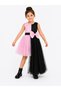 Girl's Asymmetrical Tulle Evening Dress Black Pink Dress Black / Pink Dress Special Occasion Dress with Bow Detail - 4