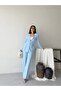 Women's Pleated Detailed Double Belted Blazer Jacket Pants Double Suit - 5