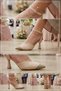 Women's Leather Lace Ankle Strap Stiletto Shoes with Gold Tip Detail - 3