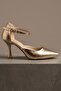 Women's 7 cm Gold Ankle Strap Evening Dress Shoes - 4