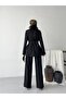Women's Pleated Detailed Double Belted Blazer Jacket Pants Double Suit - 7