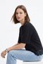 Black Crew Neck T-Shirt with Lace Detail 0463