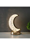 Crystal Crescent Moon LED Table Lamp with Gold Accent Base 18cm Decorative Night Light - 3