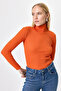 Ribbed Turtleneck Long Sleeve Blouse