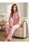 Summer Knitted Patterned Women's Short Sleeve Pajama Set