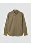 Khaki Standard Fit Wool Blend Men's Shirt - 3