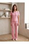 Summer Knitted Patterned Women's Short Sleeve Pajama Set - 2