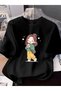 Cute character holding a coffee cup printed premium oversize t-shirt