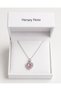 Pink Stone Heart Pendant Silver Color Chain Women's Steel Necklace - 3