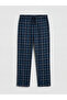 Navy Blue Standard Fit Plaid Men's Pajama Bottoms - 4