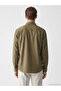 Khaki Standard Fit Wool Blend Men's Shirt - 5
