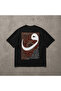 Oversize Black T-Shirt with Sabr Written and Carpet Patterned Back Print Unisex 100% Cotton - 2