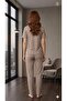 Summer Shirt Collar Buttoned Women's Pajama Set - 5