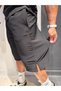 Black Casual Sports Capri Pants with Slits and Wide Pockets in Twill Fabric - 3