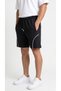 Men's Black Color Front-Pleated Shorts with Front Zipper Pockets and Back Pockets - 5